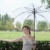Sternenfunke Regenschirm sehr groß XXXL Ø150 cm transparent, Komfort Druckknopf, mit Tragehülle, Automatik, Perfekt als durchsichtiger Partnerschirm, Hochzeitsschirm oder Golfschirm - Rand weiß - 2