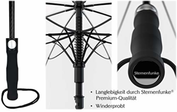 Sternenfunke Regenschirm sehr groß XXXL Ø150 cm transparent, Komfort Druckknopf, mit Tragehülle, Automatik, Perfekt als durchsichtiger Partnerschirm, Hochzeitsschirm oder Golfschirm - Rand weiß - 5