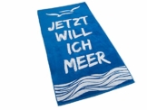 Strandtuch, Badetuch 170 x 90 Frottee-Velour Liegetuch Strandtuch Trockentuch (Blau - Ich Will Meer) - 1