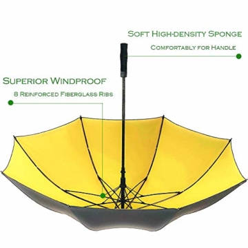 Superbison Dual Layer Golfschirm 62 Zoll Extra Groß Schirme Automatisch Öffnen Stark Winddichte Wasserdichte Regenschirm (Gelb 155cm) - 7