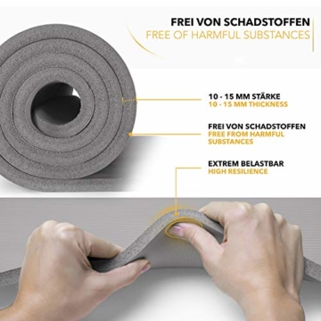 TRESKO Yogamatte Phthalatfrei - Gymnastikmatte rutschfest, Pilatesmatte Fitnessmatte mit Tragegurt, 185 x 60 x 1,0 cm - 4
