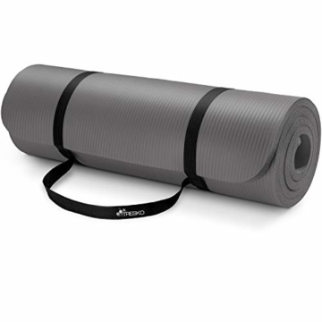 TRESKO Yogamatte Phthalatfrei - Gymnastikmatte rutschfest, Pilatesmatte Fitnessmatte mit Tragegurt, 185 x 60 x 1,0 cm - 6