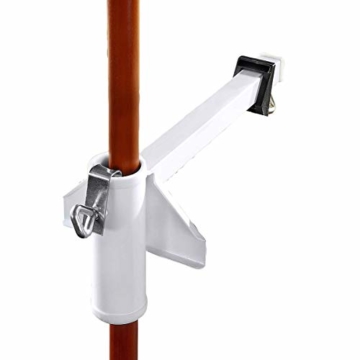 TRI Sonnenschirm-Butler, Balkonschirmhalterung für die Befestigung an Breiten Balkongeländern, weiß lackierter Stahl, für Gartenschirme bis Ø 38 mm | Sonnenschirmhalter - 6