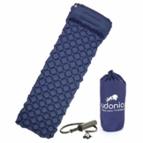 udonia Isomatte - ultraleichte Luftmatratze (blau) für Camping & Outdoor - mit Kopfkissen, praktischem Tragebeutel, Pumpe & Reparatur-Set - 1