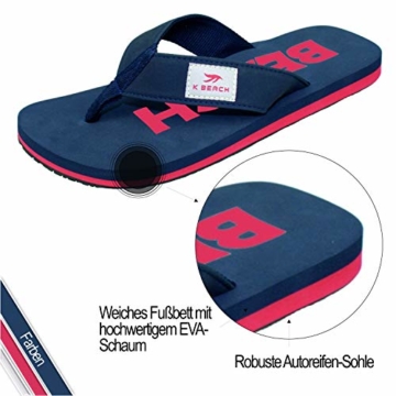 Ultrapower Flip-On Zehentrenner | Flip Flops | Badelatschen | Strandschuhe | Duschlatschen | Zehenstegpantolette | Bad | Sauna Schuhe | Sandalen | Blau/Rot | Gr.45 - 3