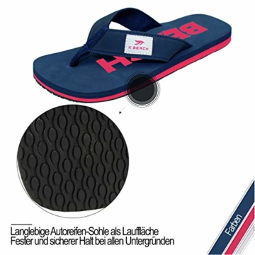 Ultrapower Flip-On Zehentrenner | Flip Flops | Badelatschen | Strandschuhe | Duschlatschen | Zehenstegpantolette | Bad | Sauna Schuhe | Sandalen | Blau/Rot | Gr.45 - 6