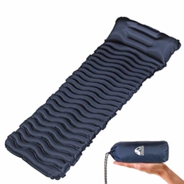 Unigear Camping Isomatte, Aufblasbare Luftmatratze Camping, Schlafmatte für Outdoor, Feuchtigkeitsbeständig Wasserdicht und rutschfest, MEHRWEG (Dunkelblau mit Kissen) - 1