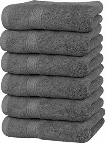 Utopia Towels - Handtücher Set aus Baumwolle 600 GSM - 100% Baumwolle, 41 x 71 cm - 6er Pack (Grau) - 1