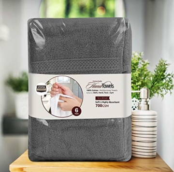 Utopia Towels - Handtücher Set aus Baumwolle 700 GSM - 100% Baumwolle, 41 x 71 cm - 6er Pack (Grau) - 8