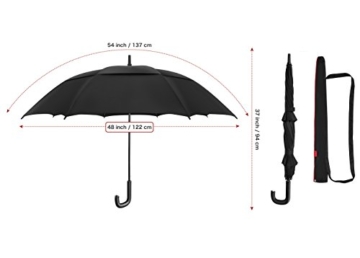 VONDAVO 54 inches Regenschirm Stockschirm Automatik - Übergroß Doppelt Überdachunges sturmsicherer Golfschirm mit 8 Rot Fiberglas Streben und Ledergriff, ideal für 1-3 Personen bei Sturm - 2