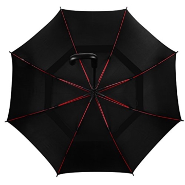 VONDAVO 54 inches Regenschirm Stockschirm Automatik - Übergroß Doppelt Überdachunges sturmsicherer Golfschirm mit 8 Rot Fiberglas Streben und Ledergriff, ideal für 1-3 Personen bei Sturm - 4