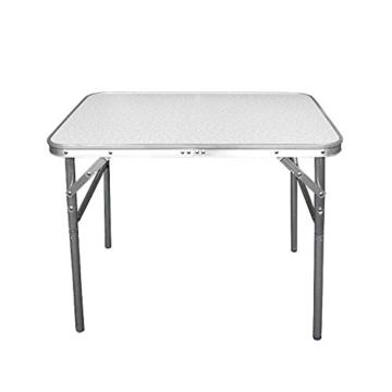 Wohaga Campingtisch klappbarer Alutisch 75x55x60cm mit Tragefunktion - Klapptisch Gartentisch Beistelltisch Falttisch Picknicktisch Aluminiumtisch faltbar und höhenverstellbar - 1