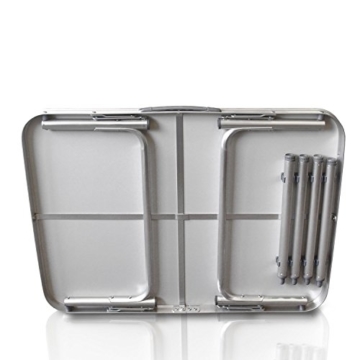 Wohaga Campingtisch klappbarer Alutisch 75x55x60cm mit Tragefunktion - Klapptisch Gartentisch Beistelltisch Falttisch Picknicktisch Aluminiumtisch faltbar und höhenverstellbar - 6