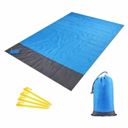AISHNA Picknickdecke 210 x 200 cm, Stranddecke wasserdichte, Sandabweisende Campingdecke 4 Befestigung Ecken, Ultraleicht kompakt Wasserdicht und sandabweisend für Outdoor Reisen und Camping - 1