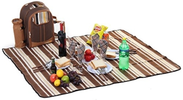 apollo walker Picknick-Rucksack für 4 Personen mit Kühlfach, abnehmbarem Flaschen-/Weinhalter, Fleece-Decke, Teller und Besteck-Set, perfekt für Outdoor, Sport, Wandern, Camping, Grillen (Kaffee) - 4