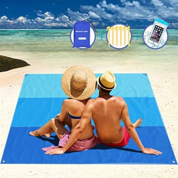 AWAVO Picknickmatte Stranddecke, extra große 200 * 210cm wasserdichte sandfreie Picknickdecke, schnell trocknende Strandmatte für Reisen, Camping, Wandern und Musikfestivals - 1