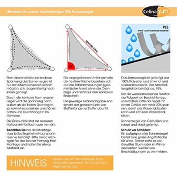 CelinaSun Sonnensegel inkl Befestigungsseile PES Polyester wasserabweisend imprägniert Dreieck rechtwinklig 3 x 3 x 4,25 m anthrazit - 3