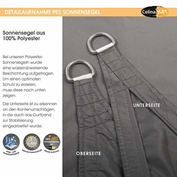 CelinaSun Sonnensegel inkl Befestigungsseile PES Polyester wasserabweisend imprägniert Dreieck rechtwinklig 3 x 3 x 4,25 m anthrazit - 4
