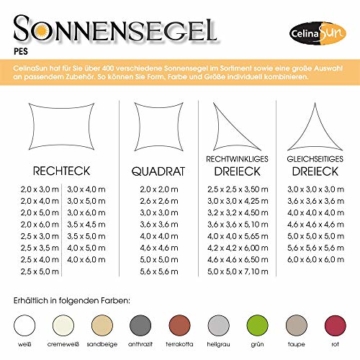 CelinaSun Sonnensegel inkl Befestigungsseile PES Polyester wasserabweisend imprägniert Dreieck rechtwinklig 3 x 3 x 4,25 m anthrazit - 5