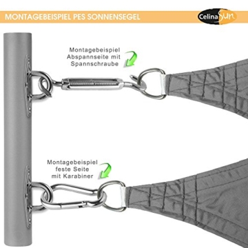 CelinaSun Sonnensegel inkl Befestigungsseile PES Polyester wasserabweisend imprägniert Dreieck rechtwinklig 3 x 3 x 4,25 m anthrazit - 7