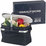 Chefarone Einkaufskorb faltbar mit Kühlfunktion schwarz - Kühlkorb mit Deckel extra groß - Einkaufskorb faltbar Thermo - Picknickkorb Kühltasche - 27 L Fassungsvermögen (Schwarz) - 1