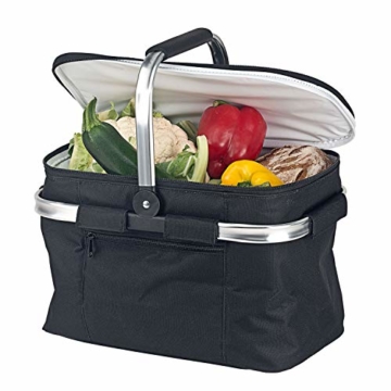 Chefarone Einkaufskorb faltbar mit Kühlfunktion schwarz - Kühlkorb mit Deckel extra groß - Einkaufskorb faltbar Thermo - Picknickkorb Kühltasche - 27 L Fassungsvermögen (Schwarz) - 9