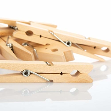 com-four® 100x Wäscheklammern XXL aus Holz - Nachhaltige Holzklammern aus Birkenholz - unbehandelte Holzwäscheklammern zum Wäscheaufhängen, ca. 10 cm (100 Stück - Birke - XXL) - 2