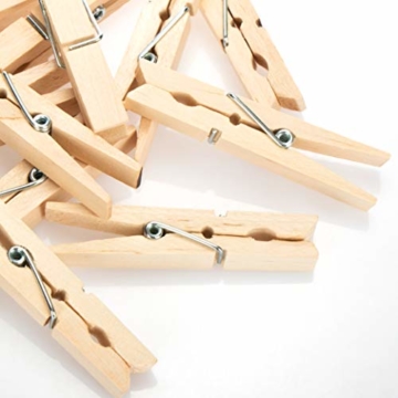 com-four® 60x Wäscheklammern aus Holz - Nachhaltige Holzklammern aus Birkenholz - unbehandelte Holzwäscheklammern zum Wäscheaufhängen und Basteln (060 Stück - Birke) - 5