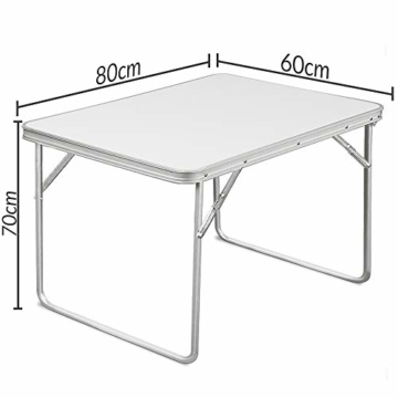 Deuba Alu Campingtisch Klappbar 80x60cm Mit Tragegriff Leicht & Faltbar Klapptisch Beistelltisch Falttisch Koffertisch Camping - 6