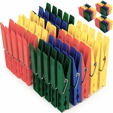 Deuba Wäscheklammern 200 Stück Kunststoff Extra Starke Feder mit Verzinktem Stahldraht Witterungsbeständig in 4 Farben - 1
