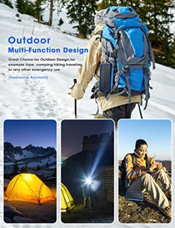 DJROLL 36000mAh Qi Wireless Solar Powerbank mit 4 USB/Typ C Ausgängen und LED-Lampe, Tragbares Outdoor Wasserdichtem Power Bank Solarpanel Kompatibel für iPhone Samsung Smartphones - 6