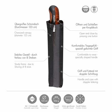 doppler Taschenschirm Carbon Magic XM Business – Übergroßes Schirmdach – Elegant – Schwarz - 3