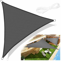 Emooqi Sonnensegel Dreieck Rechtwinklig, Sonnensegel Dreieckig 3x3x3M Sonnenschutz Atmungsaktiv HDPE UV Schutz, Permeable Canopy für Terrasse, Balkon und Garten -Dunkelgrau - 1
