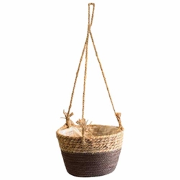 Fischkorb-hängend Picknickkorb Spielzeugkasten Blumentopf Kaminkorb Make-up Organizer Schmuck Bag Kosmetiktasche Aufbewahrungskorb aus Juteseil für Kinderzimmer Badezimmer (Schwarz) - 1