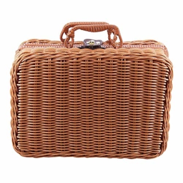 Gaoominy Reise Picknick Korb Hand Gemachte Wicker Aufbewahrungs Koffer Vintage Koffer Requisiten Box Weben Bambus Boxen Au？en Rattan Organizer - 1