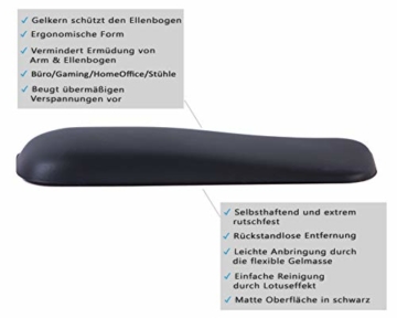 Gel-Buddy chair Die Armauflage für den Bürostuhl Gaming-Stuhl oder Schreibtischstuhl, Farbe:schwarz, Größe:15 x 5cm - 4