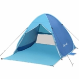 Glymnis Strandmuschel Pop Up Strandzelt mit Reißverschluss und Türvorhang UV-Schutz 50+ Windschutz Strand Zelt für 2-3 Personen Camping Strand Outdoor - 1