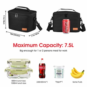Kühltasche Klein Faltbar Thermotasche für Die Arbeit Männer Frauen Lunch Taschen Picknicktasche Isoliertasche Camping Reise Barbecue Milch Frühstücken Getränke Verstellbarer Schultergurt - 6