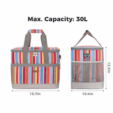 LUNCIA 30L Kühltasche Groß faltbar Kühlkorb Kühlbox Isoliertasche Thermotasche Picknicktasche für Lebensmitteltransport - 2