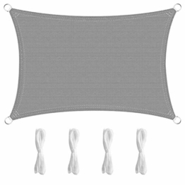 MVPower Sonnensegel 4 * 5 rechteckig, Sonnenschutz für den Außenbereich, Polyester-Oxford, UV-Schutz, geeignet für Garten, Innenhof, wasserdicht Markise mit Tragetasche, Grau - 1
