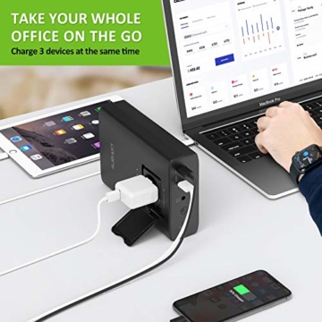Omars Powerbank Steckdose AC 80W 24000mAh Externer Akku für MacBook/MacBook Pro/MacBook Air, Tragbar Ladegerät Universal Powerstation Reiseladegerät für Laptops, Dell XPS/iPad Pro, iPhone Pro/XS/X - 6