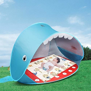 Opret Pop-up Strandzelt, Faltbares Kinder campingzelt mit Pool, Wasserdichtes und UV-Beständiges Tragbares Zelt, Geeignet für Babys, die im Strandgarten Spielen- Blau - 2