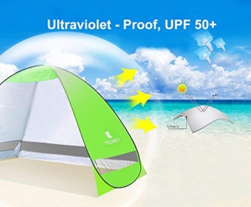Pop Up Strandmuschel, LOTUSWILD Automatisches StrandZelt Extra Leicht UV-Schutz Portable Beach Zelt für Camping/Outdoor/ BBQ/Garten/Park/Angeln/Strand/Familienaktivitäten im Freien (für 2-4 Personen ) - 3