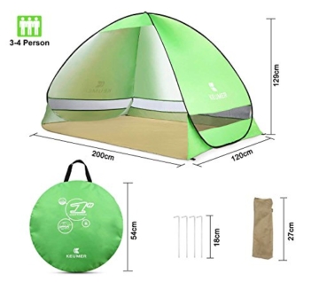 Pop Up Strandmuschel, LOTUSWILD Automatisches StrandZelt Extra Leicht UV-Schutz Portable Beach Zelt für Camping/Outdoor/ BBQ/Garten/Park/Angeln/Strand/Familienaktivitäten im Freien (für 2-4 Personen ) - 8