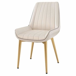 QX Stuhl, Stühle, Stuhl Armpolster, Hochstuhl, Hocker Moderne Rückenlehne Esszimmerstuhl Freizeit Cafe Hocker Pu Leder Home Küche Golden Iron Legs,Weiß - 1