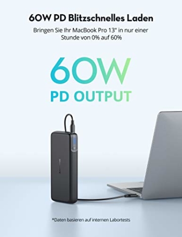 RAVPower PD 60W Powerbank USB C Power Delivery 20000mAh Quick Charge 3.0 Powerbank mit Type C Kabel für iPhone 11/12 Pro Max XS XR iPad Air Pro usw - 3