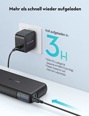 RAVPower PD 60W Powerbank USB C Power Delivery 20000mAh Quick Charge 3.0 Powerbank mit Type C Kabel für iPhone 11/12 Pro Max XS XR iPad Air Pro usw - 5