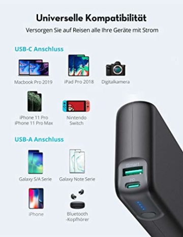 RAVPower PD 60W Powerbank USB C Power Delivery 20000mAh Quick Charge 3.0 Powerbank mit Type C Kabel für iPhone 11/12 Pro Max XS XR iPad Air Pro usw - 6