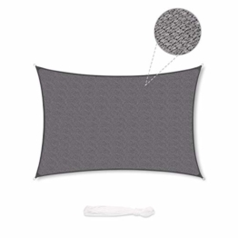 Sekey Sonnensegel Sonnenschutz Rechteckiges HDPE Durchlässig Atmungsaktiv Tear Resistant Wetterschutz UV-Schutz, für Outdoor Garten Terrasse, mit Seilen, 2×3m Anthrazit - 1