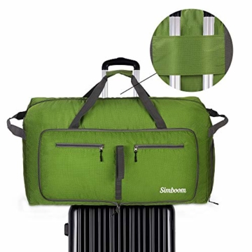 Simboom Faltbare Reisetasche für Männer und Frauen, 100L Wasserdicht Reise-Gepäck Sporttasche Leichter Duffel Taschen mit schuhfach für Gepäck Reise Sport Gym Urlaub, Grün - 4
